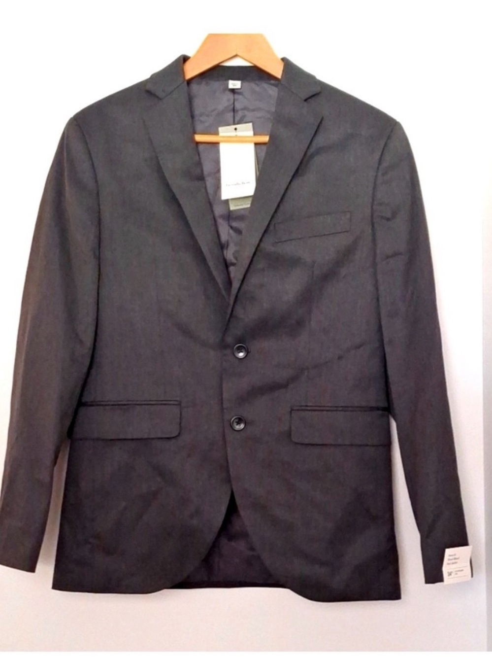 GOODFELLOW Stretch Wool Blend Suit Jacket, Men’s 34R, Dark Gray